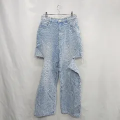 ◇ ⊂ GRL グレイル ダメージデザイン デニムストレートパンツ サイズL ブルー レディース E  【1502180007095】