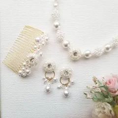 チェコガラスボタン　アクセサリー　三点セット cs24537　結婚式 フォーマル