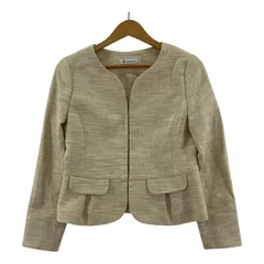 ROPE PICNIC ロペピクニック ラメ ツイード ノーカラージャケット size38/ライトベージュ