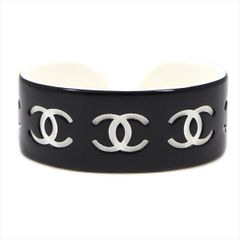 シャネル CHANEL ココマーク バングル ブレスレット プラスチック ブラック ホワイト 02P レディース【中古】