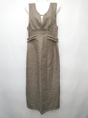 ◇ JUNOAH ジュノア チェック柄 ロング丈 ジャンパースカート サイズM ブラウン レディース P  【1408200045347】