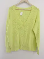 ◇ CRAFT STANDARD BOUTIQUE Vネック 長袖 ニット セーター サイズL イエロー レディース P  【1302200009890】