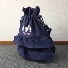 【限定品】Hello Kitty 50周年アニバーサリー ショルダーバッグ 巾着型 フリル ネイビー 紺色 かわいい 日本 Sanrio サンリオ