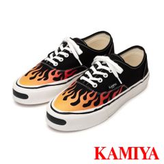 【KAMIYA/カミヤ】"Herc" Fire Pattern Vulcanized Sneaker - BLACK / "コーネル" ヴァルカナイズ スニーカー / G14FW702【送料無料】