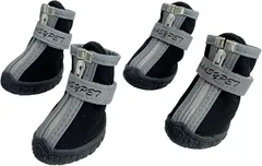 ルナリ 犬用靴 超小型犬 ドッグブーツ 防水 肉球保護 レインシューズ 反射テープ 滑り止め( ブラック、レッド,  XS)