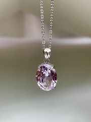 ピンクパープルアメジストペンダントトップ/オーバルシェイプカットシルバー silver刻印