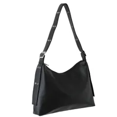 【新品・未使用】 ショルダーバッグ レディース 婦人 斜めがけ 大人 上品 大きめ 旅行 大容量 肩掛け トートバッグ A4 ファスナー 2way ダブルバックルベルト 可愛い おしゃれ かっこいい モード系 韓国風 鞄 バッグ ブラック 黒 622-225