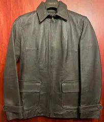 MADE IN ITALY製 Le Verseau VERA PELLE 襟付きレザージャケット ダークブラウン 38サイズ