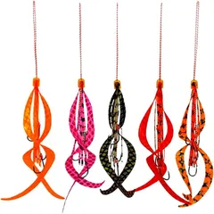 Deep Range タイラバ ネクタイ スカート フック 3本針 5個セット 交換用(混合カラー,  10cm)