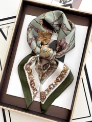 アクセサリー レディース スカーフ 1枚 ファッションペイズリー柄 70cm スクエアスカーフ レディース サテン ショール ネッカチーフ ラップスカーフ バンダナ ヘアヒジャブ フローラル