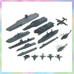 T Tooyful ヘリコプター付き17ピース海軍船ビルディングブ船模型玩具キット, グレー