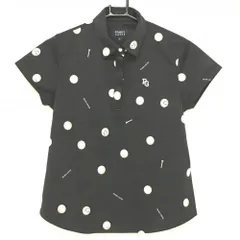 【超美品】パーリーゲイツ 半袖ポロシャツ 黒×白 ゴルフボール総柄 地模様  レディース 0(S) ゴルフウェア 2024年モデル PEARLY GATES