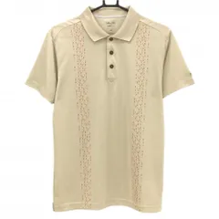 【美品】アディダス 半袖ポロシャツ ベージュ×レッド系×オレンジ 一部柄 メンズ M/M ゴルフウェア adidas