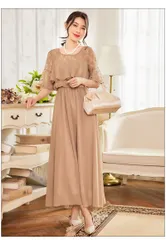 新品 未使用 大きいサイズ xl ブラウン 結婚式 ドレス お呼ばれ ロング ワンピース パーティードレス