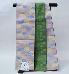 半幅帯 ハート 水玉模様 縦縞花柄 桃色 リバーシブル KO-1427 半幅帯 ハート 水玉模様 縦縞花柄 桃色 リバーシブル KO-1427