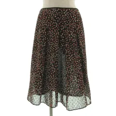 アナイ ANAYI スカート フレア タック ミディ丈 日本製 総柄 ブラック 黒 レッド系 赤系 ベージュ パープル系 紫系 38