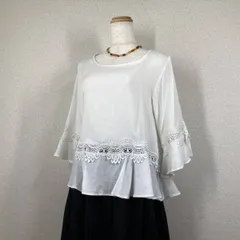 【ノーリーズ】ブラウス　カットソー　トップス　白　38　M　レーヨン レース 刺繍 Y2K　フェアリーグランジ　森ガール　フリル