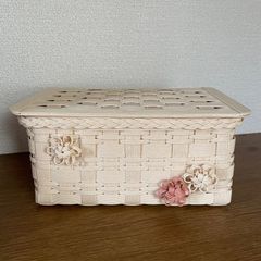 マスクケース  パステルバニラ×花　クラフトバンド