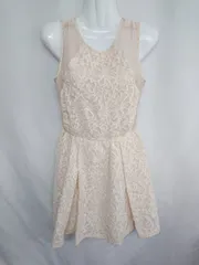 ◇ FRAY I.D フレイ アイディー 花柄 シースルー 膝丈 ワンピース サイズ1 ベージュ レディース E  【1407180016880】