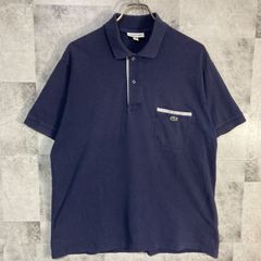 LACOSTE ラコステ 半袖 ポロシャツ 鹿子 ワンポイント刺繍ロゴ ネイビー L