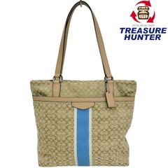 COACH ミニシグネチャーストライプ トートバッグ F27008 ベージュ コーチ 【102060907006】