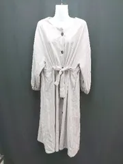 ◇ mystic ミスティック ストライプ柄 ウエスト紐 長袖 ロング丈 ワンピース サイズF パープル レディース E  【1307210033477】