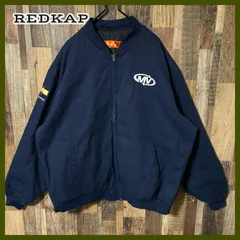 2XL ネイビー ワーク レッドキャップ ブルゾン ジャケット メンズ 古着長袖