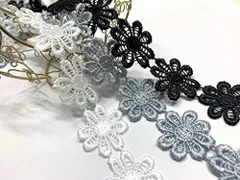 お花のレース 3M 幅2.5cm レース リボン ケミカルレース モチーフ ハン