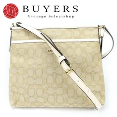 【中古】 コーチ ショルダーバッグ F29960 シグネチャー キャンバス レザー ベージュ アイボリー ゴールド金具 斜め掛け カジュアル レディース 女性 COACH