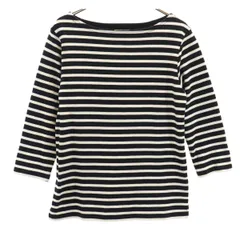 BEAMS HEART ビームスハート ボーダー柄 7分袖 ボートネック カットソー ブラック レディース 古着