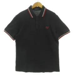 フレッドペリー FRED PERRY ポロシャツ M12N 英国製 ロゴ刺繍 半袖 配色 コットン ブラック 黒 レッド 赤 ホワイト 白 40