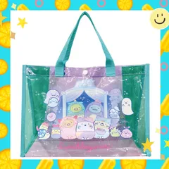 【プールバッグ】すみっコぐらし  マチ付きトートバッグ　グリーン　K-6405B