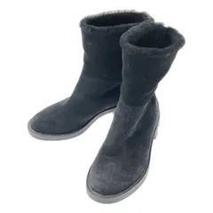 miu miu / ミュウミュウ | ビジューヒール ムートンブーツ | 36.5 | ブラック | レディース