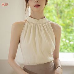 ブラウス レディース シャツ タンクトップ レディース トップス ノースリーブ ブラウス キャミソール シフォン ホルターネック タンクトップ ゆったり 無袖 カジュアル おしゃれ 大人可愛い 韓国風 韓流 レディース 春 夏 秋 通勤