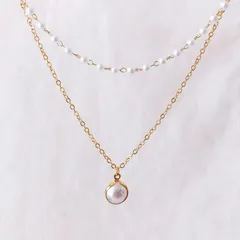 〈a06〉韓国 パール 真珠 2連 ネックレス チョーカー ゴールド オルチャン