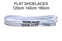 シューレース white×Black 平紐 靴紐 SHOELACES