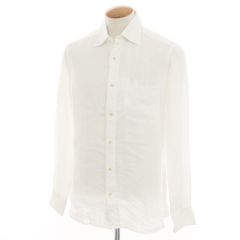【新品】グランシャツ Glanshirt リネン ワイドカラー カジュアルシャツ ホワイト【サイズ39】【メンズ】