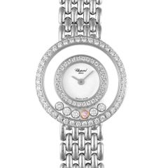 ショパール Chopard 205691-1001 ハッピーダイヤモンド 6P  腕時計 ホワイト文字盤 K18WG 金無垢 ダイヤベゼル レディース【中古】