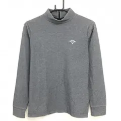 【超美品】キャロウェイ 長袖ハイネックシャツ グレー ロゴ刺しゅう 背面ハーフジップ レディース L ゴルフウェア Callaway