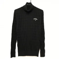 【美品】キャロウェイ タートルネックセーター ネイビー ダイヤ柄編み ニット ウール混 メンズ LL ゴルフウェア Callaway