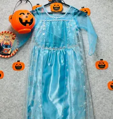 ✨新品✨ハロウィン仮装🎃魔法使い エルサ風水色ドレス 子供用 憧れのプリンセス に変身　夢のディズニーストーリー　ハロウィン　クリスマス　発表会　誕生日会 七五三　ギフト にピッタリワンピース水色　130ｃｍ　0926-05