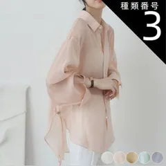 種類3:ベージュ/S トップス レディース ブラウス シフォン シースルー 長袖 透け感 シアーブラウス 春 夏 春夏 白 ピンク ベージュ グリーン ブルー かわいい おしゃれ 薄手 日よけ 