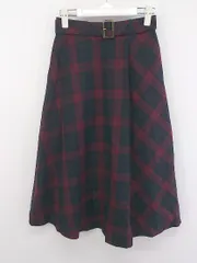 ◇ ◎ any SiS エニィスィス チェック 膝下丈 フレア スカート サイズ1 ワインレッド系 ネイビー ブラック レディース P  【中古】 【1210070001633】