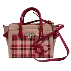 Samantha Vega サマンサベガ 2wayバッグ ピンク ハンドバッグ ショルダーバッグ 肩掛け 斜め掛け 手持ち鞄 チェック柄 ビジュー レザー