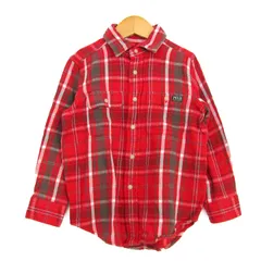 ポロラルフローレン 長袖シャツ トップス チェック柄 キッズ 男の子用 4/4T 110/56サイズ 赤×白×グレー POLO RALPH LAUREN 【中古】