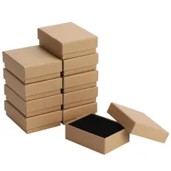 Crystal craft ギフトボックス アクセサリー用 指輪収納 クッション付き 長方形 小箱 クラフト紙 プレゼント ラッピング 10個セット 7x9x3cm [７×９×３ｃｍ]