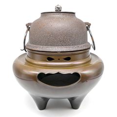茶道 茶道具 鉄製 風炉 茶釜 持ち手付き 伝統工芸品 アンティーク
