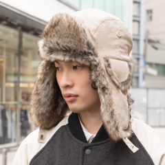 コーデュロイファーフライトキャップ　パイロットキャップ  アビエイター  帽子