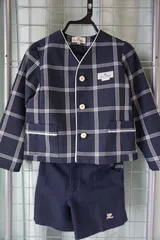【希少】クレージュ カーフレザージャケット ロゴ 銀ボタン スタッズ 総柄 M サイドボタンカラーレスジレ｜OUTER｜レディースファッション