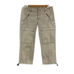 バーバリーブルーレーベル BURBERRY BLUE LABEL パンツ ストレート ワーク クロップド 刺繍 38 ベージュ 白 ホワイト